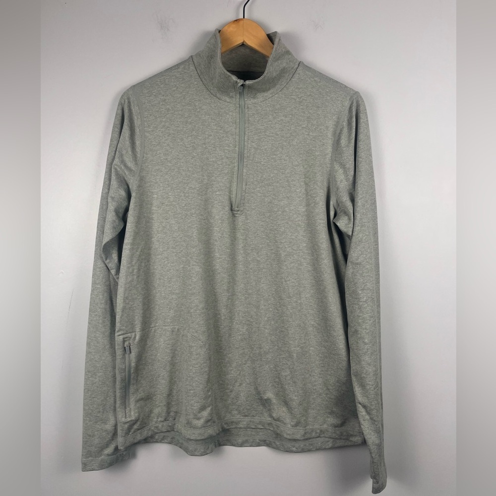 Quince men’s flowknit performance half-zip in heather aloe size small